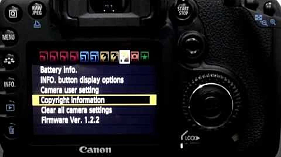how to copyright in camera